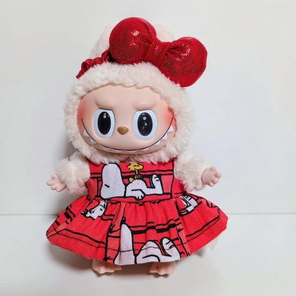 Snoopy Woodstock Handmade Outfit Dress and Metallic Bow for Labubu - Picture 2 of 4